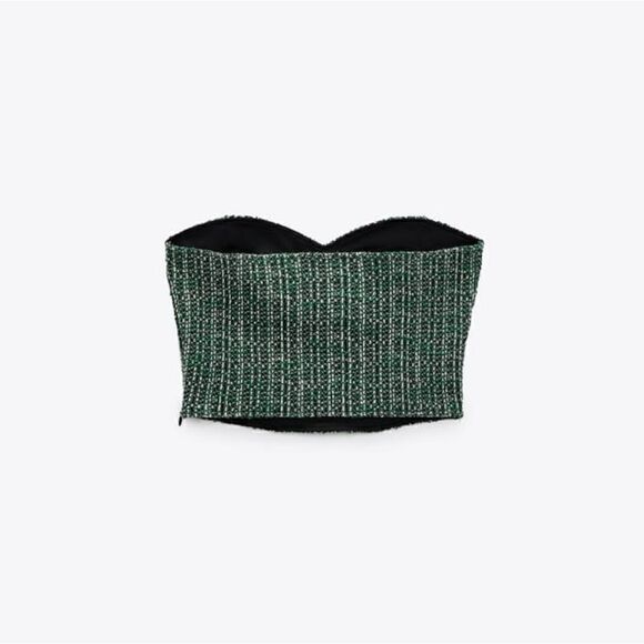 BLOGGERS FAV Strapless crop top bustier with sweetheart neckline texture… green - Picture 5 of 6